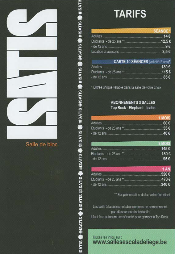Tarifs Isatis